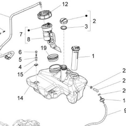 Deposito de gasolina Vespa LX 125i 2012-2014