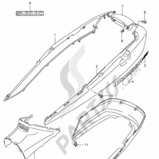 Tapa trasera lateral izquierda Suzuki Burgman 250, 400, 2003-2006