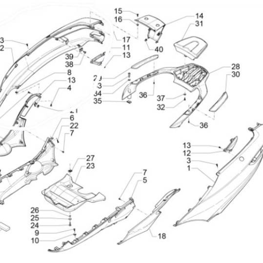 Tapa trasera lateral izquierda Piaggio MP3 Sport 2015